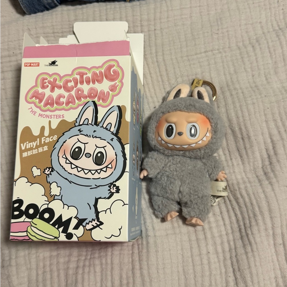 Exciting Macaron The Monsters Gray Plush Keychain